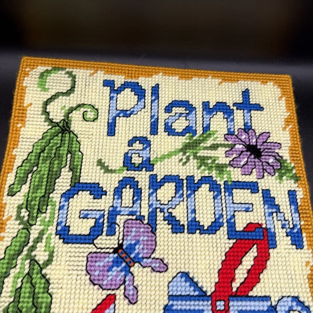 Plastic Canvas May Wall Decor Completed Spring Garden 12 X 18